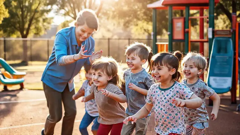 Niños aprenden felices al aire libre