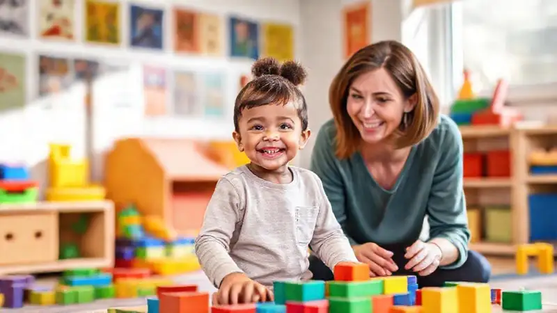 Un niño aprende en un espacio alegre