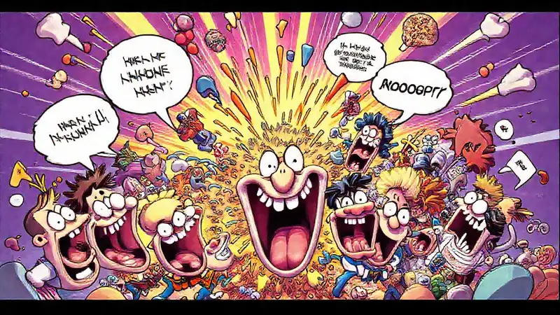 Una ilustración cómica y vibrante explota