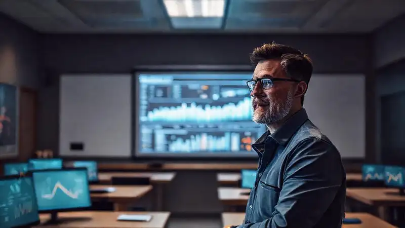 Aula moderna, datos analíticos y profesional