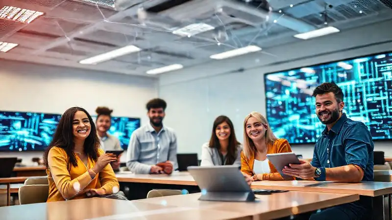 Aula moderna: aprendizaje digital colaborativo y brillante