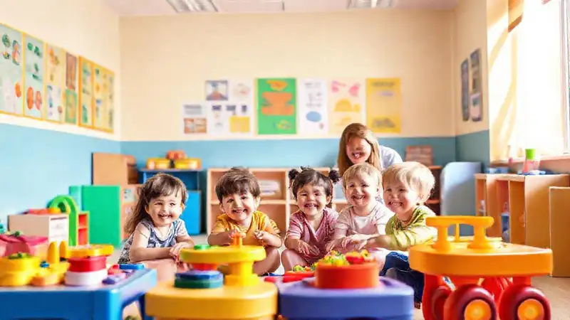 Un aula preescolar alegre y colorida