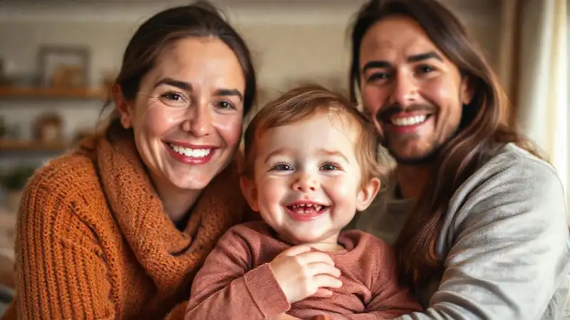 Familia feliz en un hogar cálido