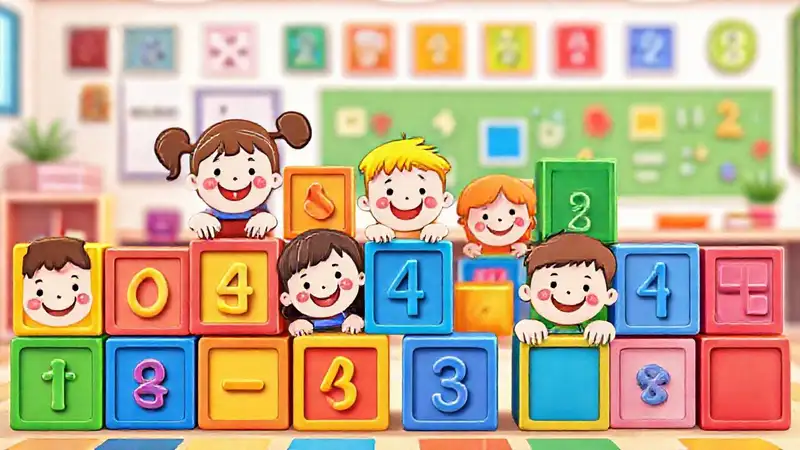 Niños aprenden con bloques coloridos