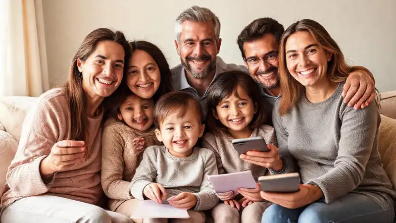 Familia diversa, feliz y conectada