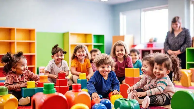 Niños felices construyen en un ambiente creativo