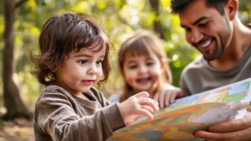 Niños exploran la naturaleza con alegría