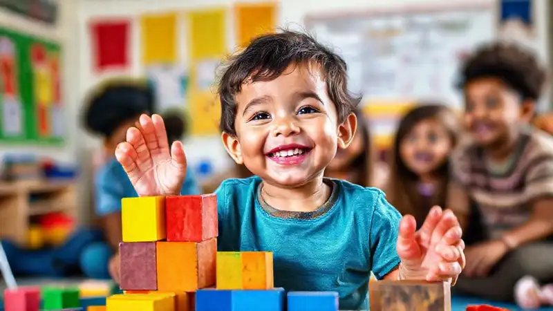 Un aula alegre y colorida inspira juego