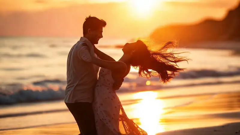 Un baile romántico al atardecer