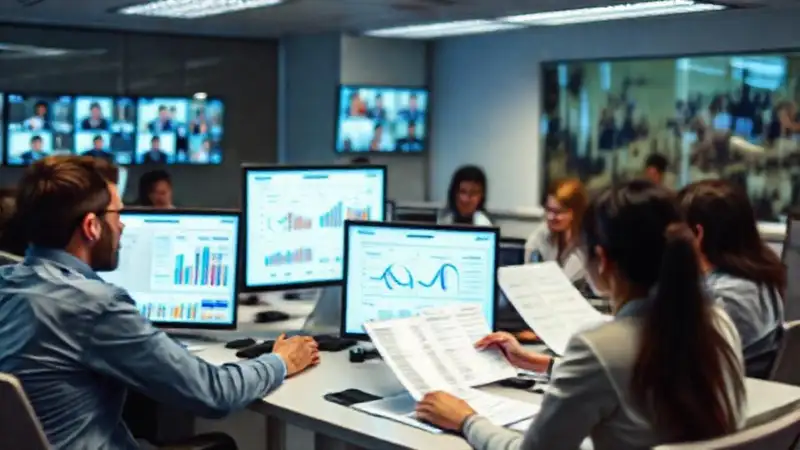 Entorno profesional con datos visuales contrastantes