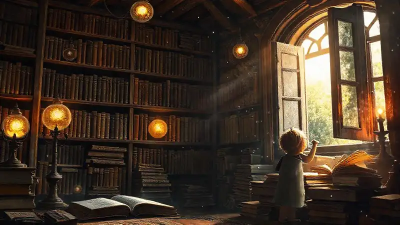 Una biblioteca mágica y acogedora