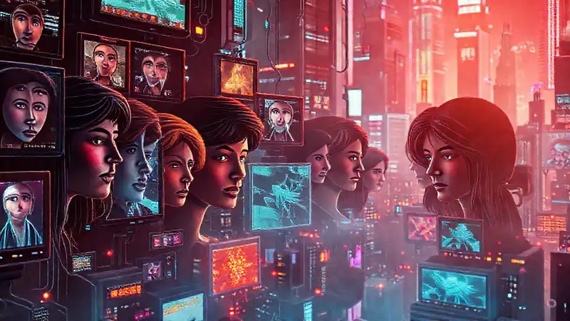Ciudad cyberpunk digital y emocionalmente resonante