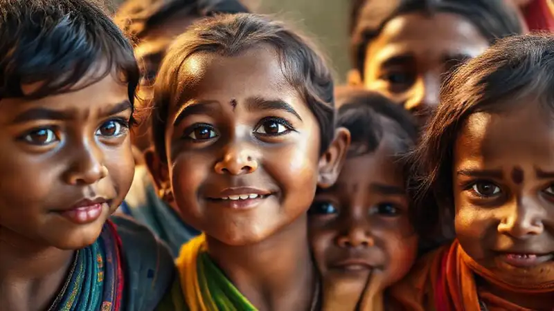 Niños indios: esperanza y resiliencia visual