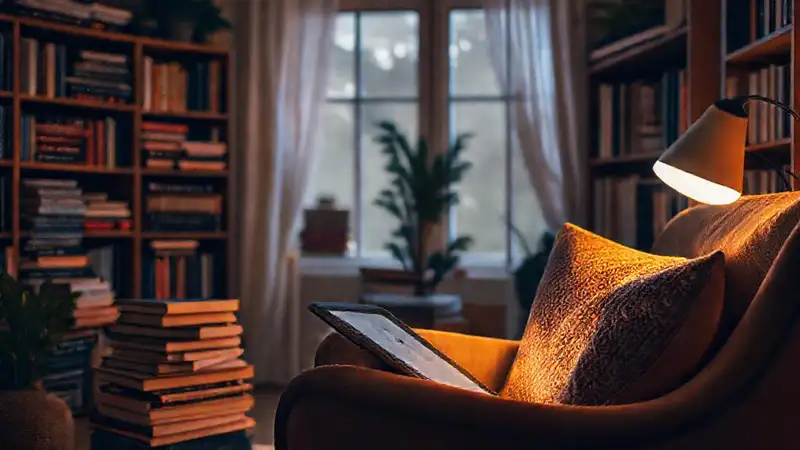 Un rincón de lectura acogedor y digital