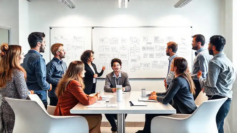 Un equipo innovador crea éxito colaborativo