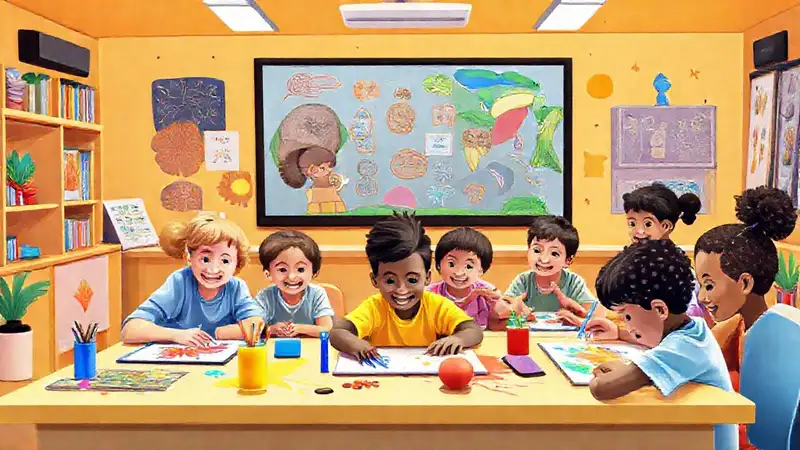 Aula virtual dinámica y colorida inspira aprendizaje