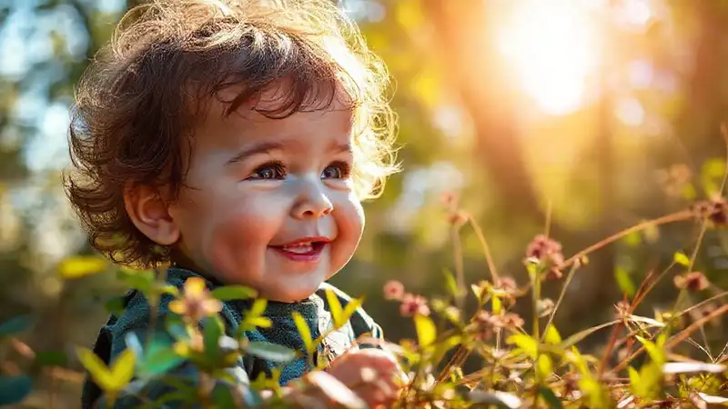 La naturaleza inspira alegría y descubrimiento infantil